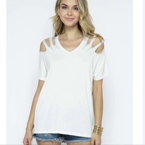 Vocal Bling Shoulders Top